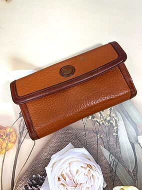 🦆 DOONEY & BOURKE AWL BROWN BRITISH TAN PEBBLE LEATHER WALLET CHECKBOOK CARDS